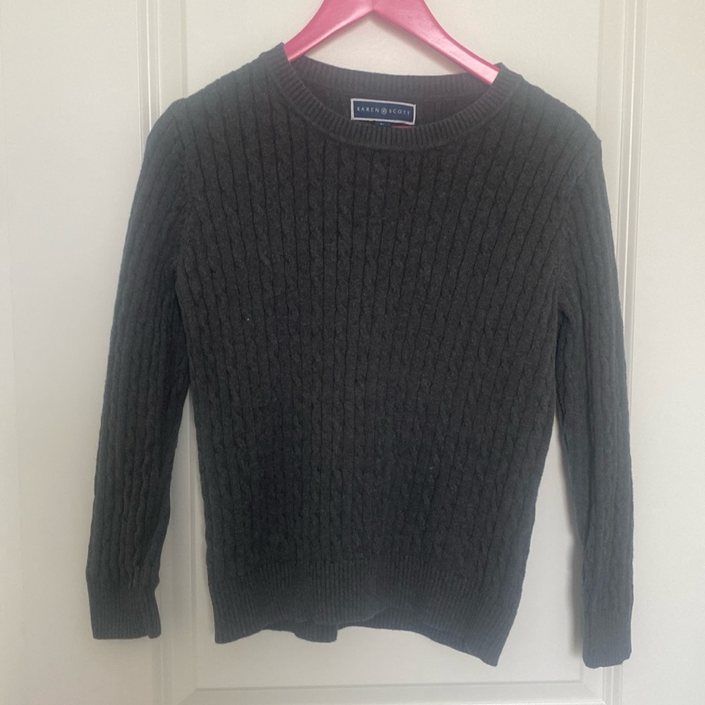 Karen Scott Gray Cable Knit Sweater‎